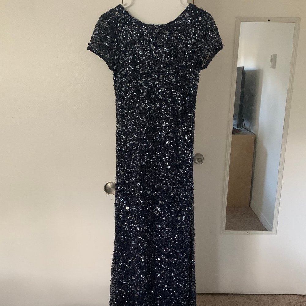 Adrianna Papell Sequined Navy Dress